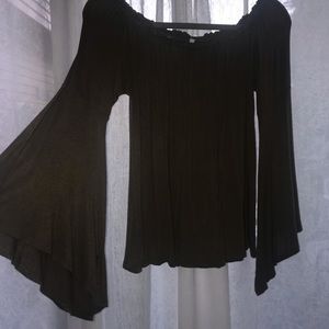 Grey/Brown off the shoulder long sleeve